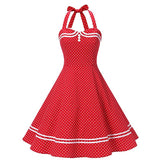 Womens 1950s Retro Rockabilly Princess Cosplay Dress Dot design Halter 50's 60's Party Costume Gown(S-2XL) Sai Feel